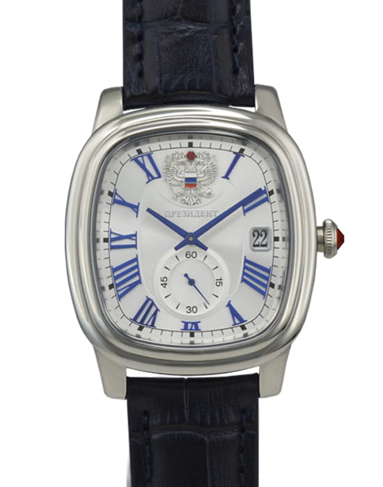 Президент Президент 3700070  3700070 кварцевые мужские часы белый циферблат, браслет кожаный — вид спереди